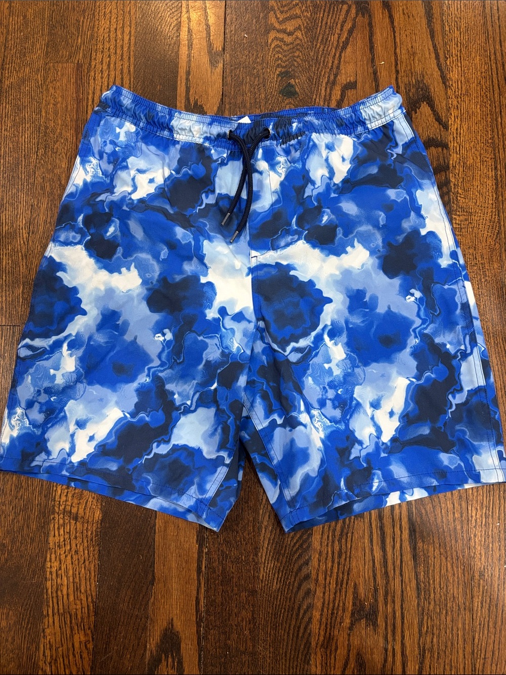 Lands End Blue marble Swim Shorts size 18/20